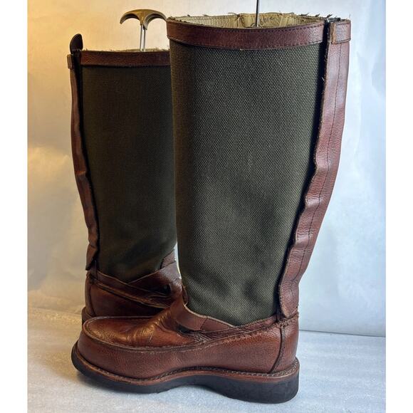 Chippewa Cutter Snake Boots Men\'s Size 7.5 D Leather Canvas USA 23922 main image 4